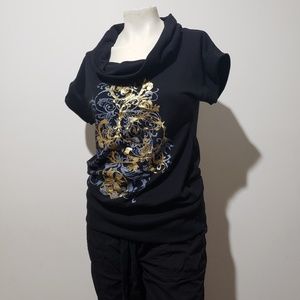 Black cowl neck top size M